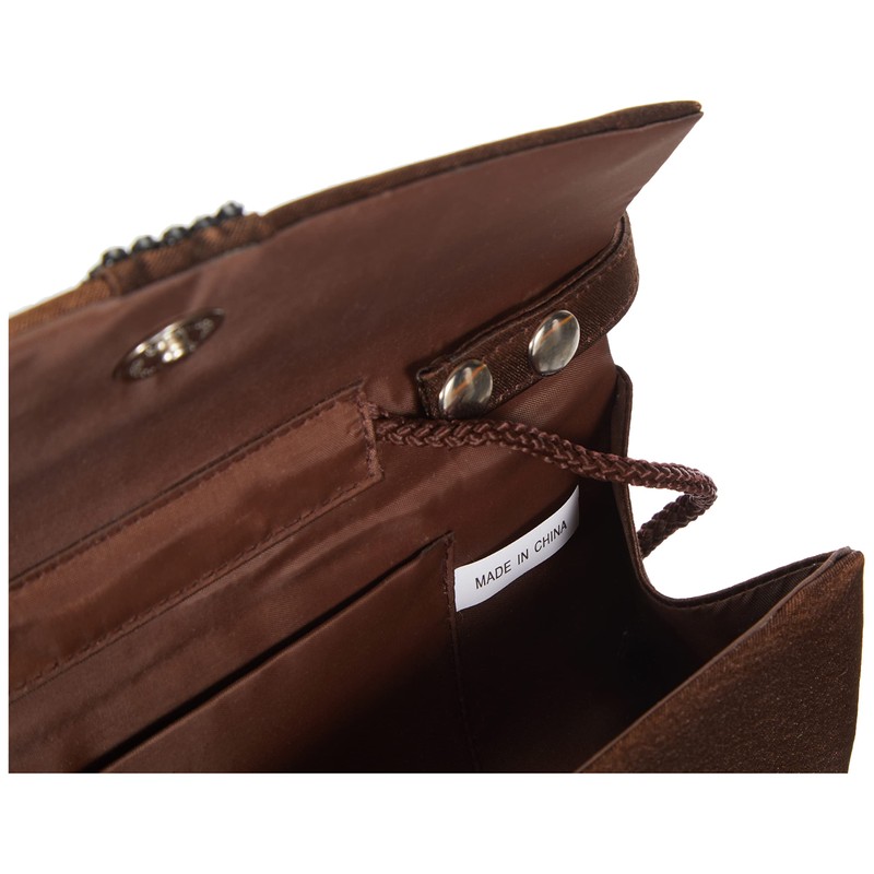 fashion-formel Ladies Satin Evening Clutch Bag, brown