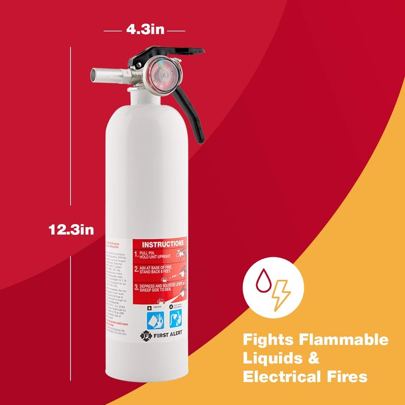 First Alert REC5 Recreation Fire Extinguisher, UL Rated 5-B:C, White,