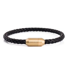 Akitsune Silva Leather Bracelet Magnetic Clasp, 5 mm, Women’s Men’s Stainless Steel Simple Bracelet - Silver, Matt Black, Gold, Stainless Steel