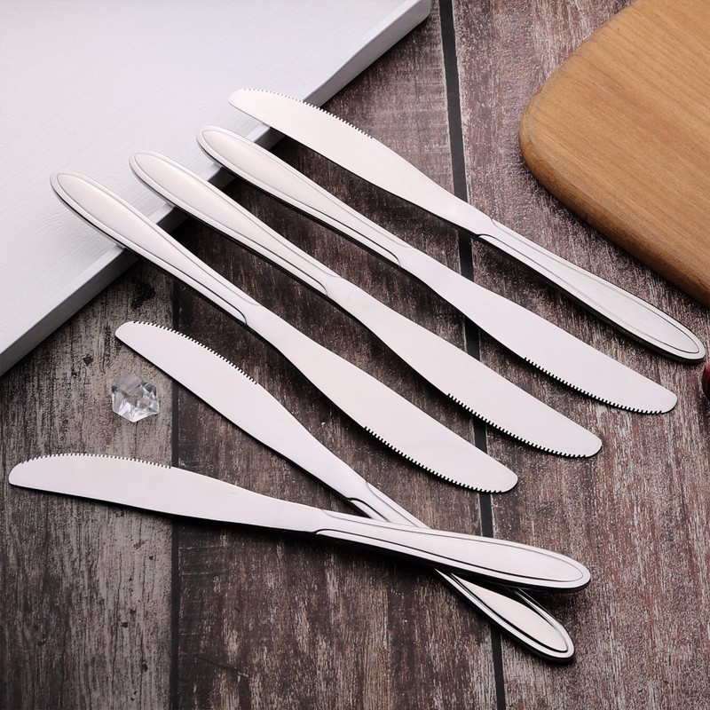 Utiao Set of 12 Stainless Steel Dinner Knives, Kitchen Table