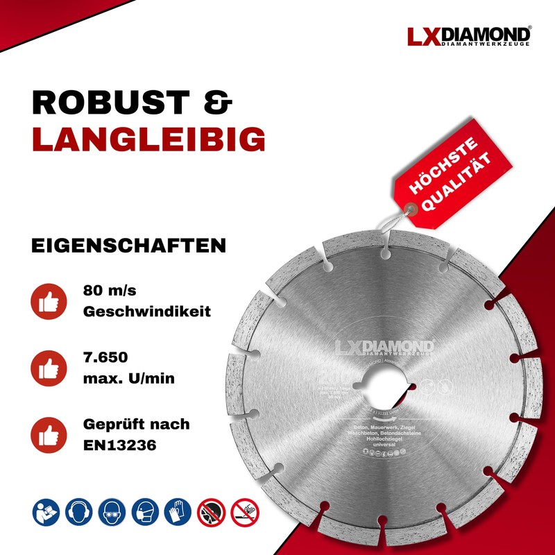 LXDIAMOND Diamond Cutting Disc 200 mm for Concrete Masonry Brick
