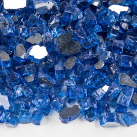 VIVID Heat Vibrant Luster 1/2" Cobalt Aqua Blue Medium - (10 Pound Bag) Reflective Fire Glass Rock for Fireplace and Fire Pit