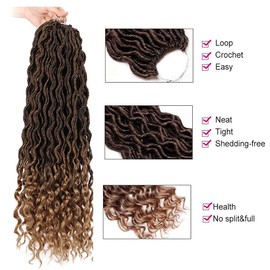 6 Packs Goddess Locs Crochet Hair Wavy Curly Faux Locs Crochet Braids Synthetic Hair Extensions Dreadlocks Crochet Low Temperature Braiding Hair Crochet Goddess 1b/27(14" (6 Packs), T27)