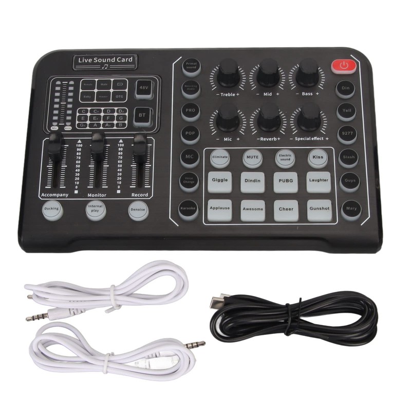 Live Sound Card, Bluetooth Professional Mini Audio Mixer Board with