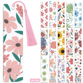 Peacoblue 30pcs UV DTF Bookmarks Wraps Stickers Flower and Butterflies Branch for Women Men Reading, Waterproof Bookmarkers Decal(No Blank Bookmarks) for Acrylic Plastic Metal Blank Bookmark