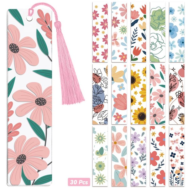 Peacoblue 30pcs UV DTF Bookmarks Wraps Stickers Flower and Butterflies