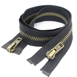 MebuZip #8 26 Inch Antique Brass Two Way Separating Jacket Zipper Right Handed Zipper Heavy Duty Metal Zippers for Men's Jackets Coats Sewing (TWRH)