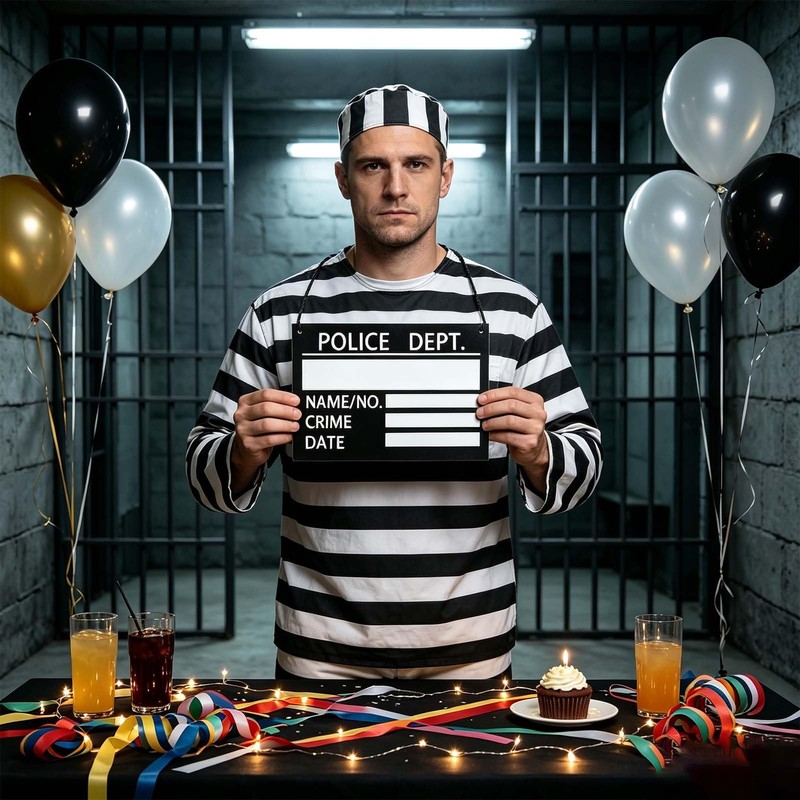 2Sets Halloween Prisoner Costume Accessories Set for Men Women Jail
