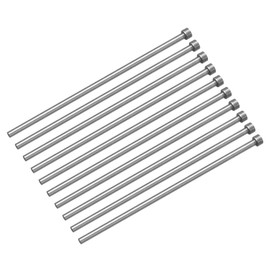 QUARKZMAN Pack of 10 Straight Ejector Pins, 5mm (0.2") Diameter, SKD61 Round Tip, 150mm (6") Long for Mechanical Maintenance