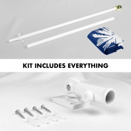 UD_G128 - 6 Feet Tangle Free Spinning Flagpole (White) South Carolina Flag Brass Grommets Embroidered 3x5 ft (Flag Included) Alu