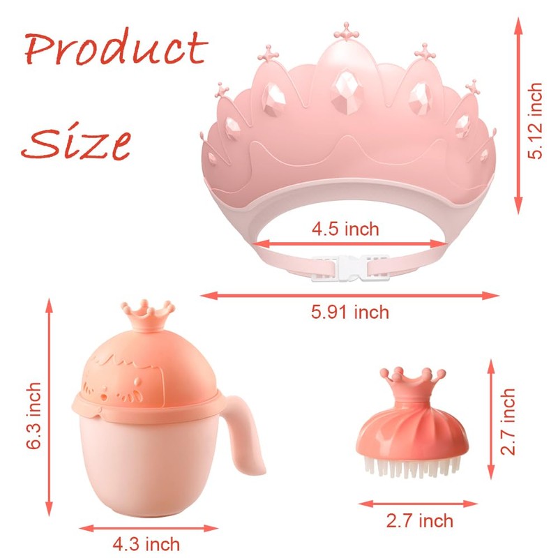 Baby Shower Cap Shield, Baby bath set shower cap/water cup/massage