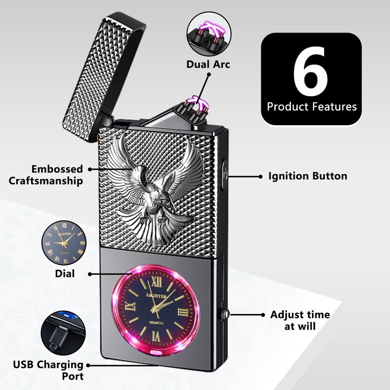 COMANYI Electric Lighter USB Rechargeable Lighter, Windproof Plasma Dual Arc