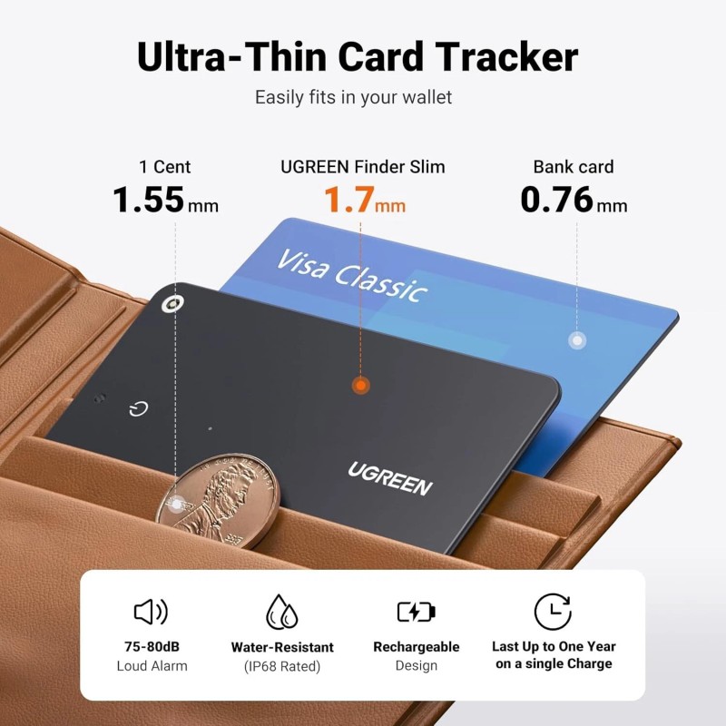 UGREEN FineTrack Slim Smart Finder Compatible with Apple Find My