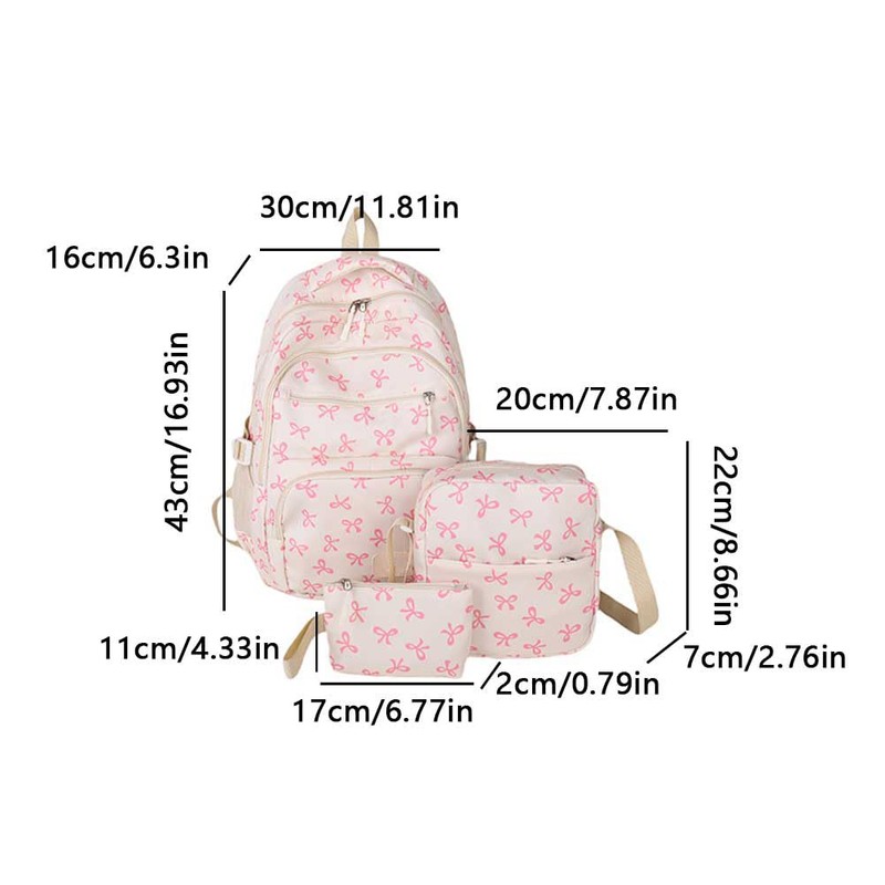 Cohawk Bow Backpack for Women Coquette Aesthetic Nylon Rucksack Cute