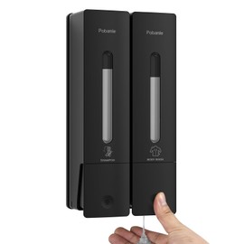 1984 Shampoo and Conditioner Dispenser Wall Mount Shower Dispenser 2 Chamber No Drill Bathroom Set Shampoo Dispenser for Shower Wall Home Hotel 400ml x 2 Black