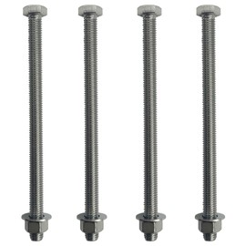 1/2"-13 x 8 Full Thread 304-Stainless Steel Bolts, Nuts & washers - Hex Head Bolt - (18/8) Grade. General Purpose Bolts (10)