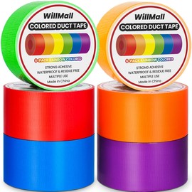 Colored Duct Tape Heavy Duty: Rainbow Bright 2 Inch Wide x 60ft Variety Pack Furniture Repair Decorative Duct Tape Bulk - Great for Arts Crafts DIY Packaging Indoor Outdoor (2in x 20 Yards)