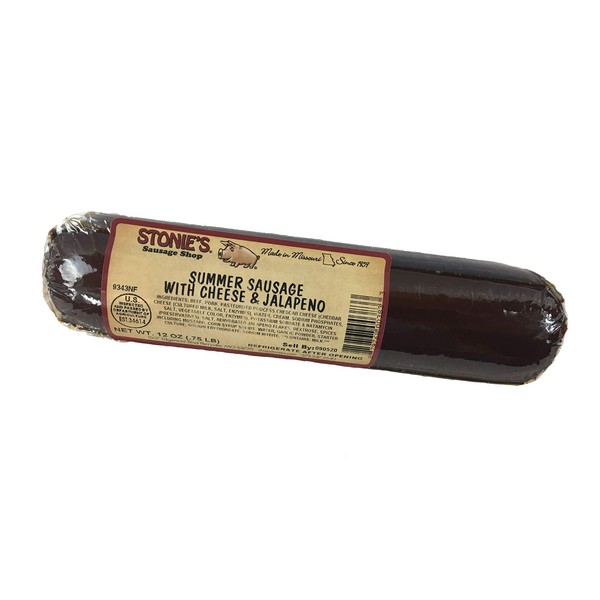 Stonie's Summer Sausage With Cheese and Jalapeno 12 oz. Charcuterie, Ready to Eat, High Protein, Low Carb, Keto, Gluten Free