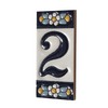 Ceramic House Tile Numbers & Letters, Blue Floral Design, Tile