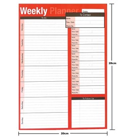 Desk Top Weekly Planner Pad - Can be used to Plan Weekly Meals, Activities, Meetings & Events by Students and Working Proffessionals