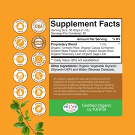 Natures Craft Gotas Líquidas De Cúrcuma Orgánica Para Adultos Cúrcuma Líquida Curcumina Con Pimienta Negra Canela Y Jengibre Para Articulaciones Digestión Inmunidad Y Más-Suplemento De Cúrcu
