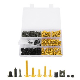 Pack of 198 Motorcycle Fairing Screws Kit, Universal Bolts Fairing Bolt Kit, Body Bolts, Nut M6 M5 for Off-Road Vehicle, Motorbike, Sports Bike (Golden)