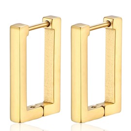 LEEQBCR 1 Pair of Women's Rectangle Earrings, Hypoallergenic Small Earrings, Women's Jewellery, Gifts for Women, Girlfriends, Mums, Girls (Gold)