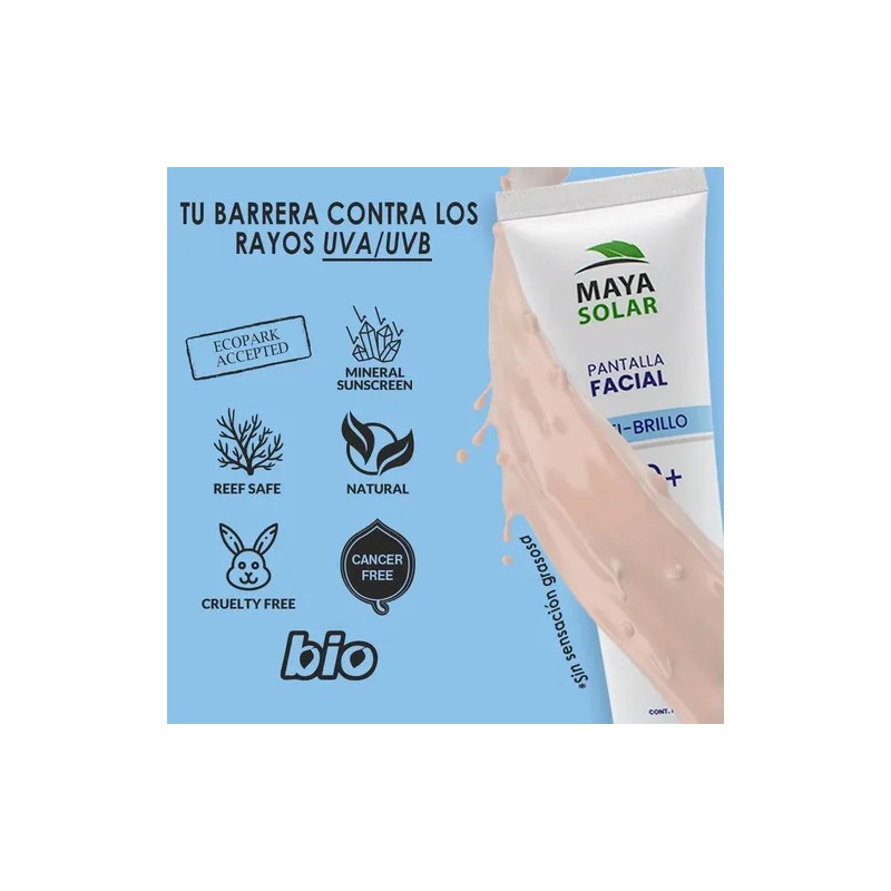 Protector Solar Facial Mineral Maya Solar Anti Brillo 50ml