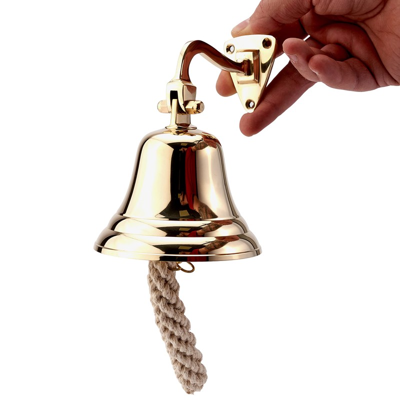 NKlaus 11575 Ship Bell Brass Gold with Wall Bracket and