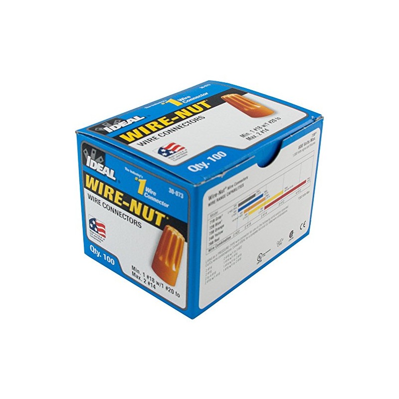 IDEAL 30-073 Wire-Nut 73B Wire Connector, Orange (Pack of 100)