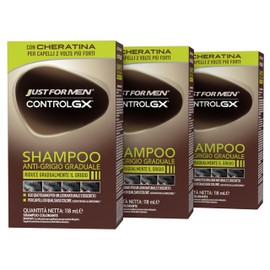 Just For Men Control GX Anti-Grigio Graduale Uomo Shampoo Riduce Gradualmente il Grigio, Per Un Look Naturale e Discreto, 118 ml (Pack of 3)
