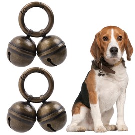 Maxqzin 2 Pcs Bell for Dog Collar, Dog Collar Bell with Snap Clips Vintage Copper Cat Bells for Collar Loud for Outdoor Safety Pet Tracking Harness Supplies