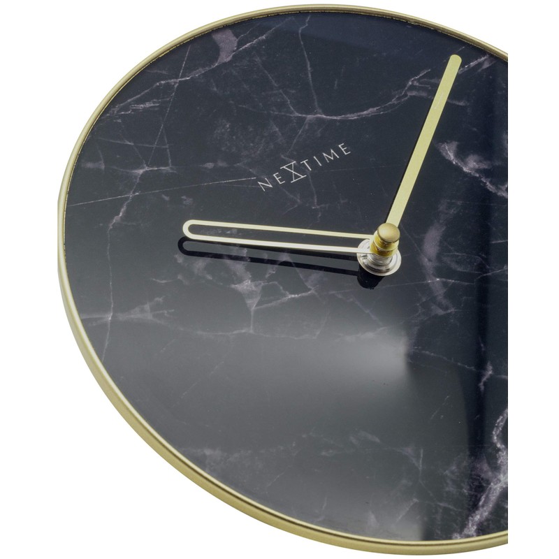 NexTime Table/Wall Clock-Diameter 20 cm-Glass/Metal-Black-'Marble, 20 x 0.8 cm