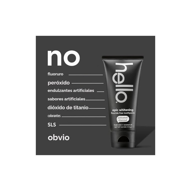 Hola Cuidado oral activado carbón dientes blanqueamiento sin fluoruro y