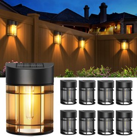 Mancra 8 Pack Solar Fence Lights, Deck Lights Solar Outdoor Lights Waterproof Patio Decor for Outside Yard Porch Driveway, 3000K