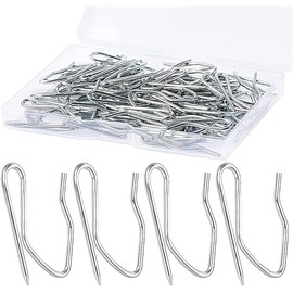 120 Pack Drapery Hooks Pins for Curtains 3 x 2.4 cm, Metal Curtain Hooks Pins for Drapes Pinch Pleat Hooks for Window Curtain, Door Curtain and Shower Curtain (Silver)