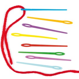 Baker Ross EF892 Bulk Pack of Coloured Plastic Needles for Classroom Projects, Kids Sewing Embroidery Kits for Beginners, Assorted, (Pack of 50)