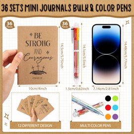 Jetec 72 pcs Bulk Christian Gifts A6 Bible Notebooks Prayer Journals with 0.5mm 6-in-1 Multicolor Ballpoint Pens Small Religious Notepads for Believer Employee Appreciation in School Office