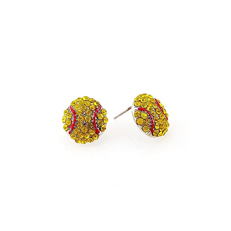 Shining Baseball Shape Rhinestone Beaded Dangle Earrings for Women Jewelry