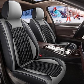 TTX LIGHTING Car Seat Covers Full Set Fit for Pontiac Vibe 2003-2010 Ice Silk Leather Breathable Waterproof All Weather Automotive Cushion Protector Compatible with Airbag (5 seat,Black&Dark Grey)