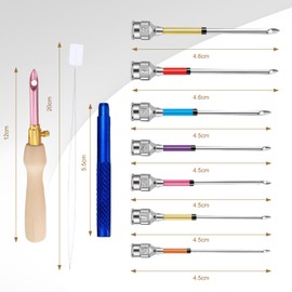 Punch Needle Needle Punch 10-Pack Punch Needle Embroidery Kit Punch Needle Set Multi-Size Poking Needle Set with Wooden Handles Suitable for Adult Beginners DIY Embroidery Handicrafts
