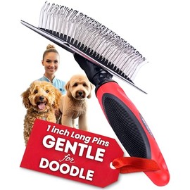 Dog Slicker Brush - Protective Ball Tipped Pins Massages Pet Skin - Professional Groomer Slicker Brush for Long Haired Dog and Cat