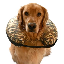 Comfy-K9 Camo Cone - Inflatable Dog Cone, Soft Camo Recovery Collar, Adjustable Blow Up Dog Donut, Machine Washable E-Collar Alternative, Large Size Camouflage Cone for Healing