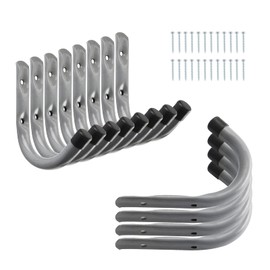 HOME MASTER HARDWARE 12 Pack 4-Inch Heavy Duty Garage Storage Wall Hooks, Steel J Utility Hooks for Hanging Ladders, Tools, Bikes, Grey
