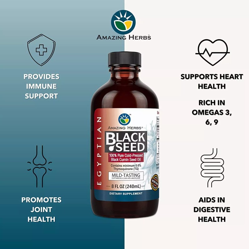 Amazing Herbs Egyptian Black Cumin Seed Oil 100% Pure Mild