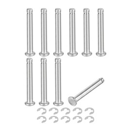sourcing map 10Set M4x30mm 304 Stainless Steel Cylindrical Shaft Snap Ring Locating Pin, Flat Head Grooved Hinge Cylinder Position Pin with E Clip Retaining Ring, Silver