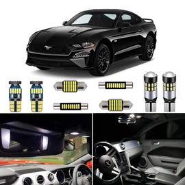 AUTOGINE Super Bright 6000K White LED Interior Light Bulbs Kit Package for Ford Mustang 2015 2016 2017 2018 2019 2020 + Install Tool