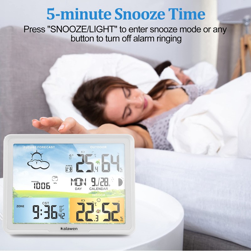 Weather Station Wireless Indoor Outdoor Weather Stations with Atomic Clock,