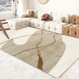 FINOREN Artistic Abstract Area Rug.Brown,3x5 Feet,Suitable for Bedroom,Living Room,Apartment,Machine Washable Non-Slip Soft Modern Interior Rug,Smudge-Proof,Non-Shedding.