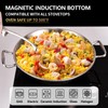 LOLYKITCH 13 Inch Tri-ply Stainless Steel Paella Pan with Lid,Griddle,Large
